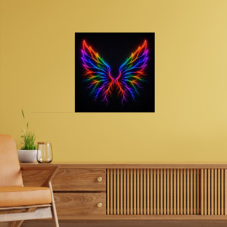 Levendige Neon Bliksemvleugels in Muur met Volledi Poster