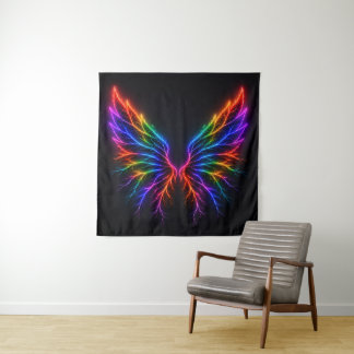 Levendige Neon Bliksemvleugels in Muur met Volledi Wandkleed