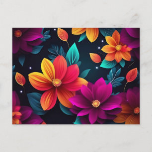 Levendige Neon Bloemen in het donker Briefkaart