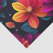 Levendige Neon Bloemen in het donker Tissuepapier (Detail)