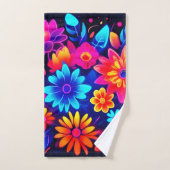 Levendige Neon Bloemkunst Bad Handdoek (Handdoek)
