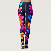 Levendige Neon Bloemkunst Leggings (Achterkant)