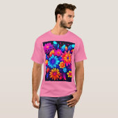Levendige Neon Bloemkunst T-shirt (Voorkant volledig)
