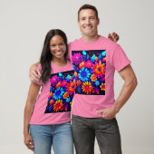 Levendige Neon Bloemkunst T-shirt (Unisex)