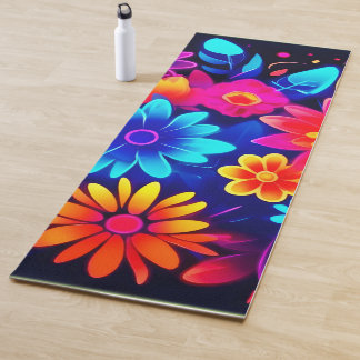 Levendige Neon Bloemkunst Yogamat