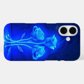 Levendige Neon Blue Roos Hoesje-Mate iPhone Case (Achterkant (horizontaal))