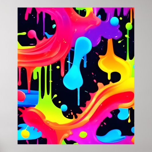 Levendige Neon Color Splash Art Poster (Voorkant)
