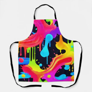 Levendige Neon Color Splash Art Schort