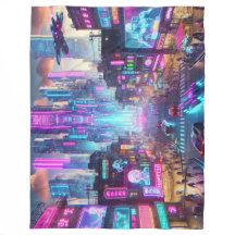 Levendige Neon Cyberpunk Cityscape Fantasy |