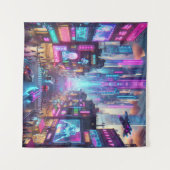 Levendige Neon Cyberpunk Cityscape Fantasy | Wandkleed (Voorkant (horizontaal))