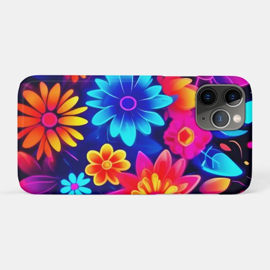 Levendige Neon Floral Art Case-Mate iPhone Case (Achterkant (horizontaal))