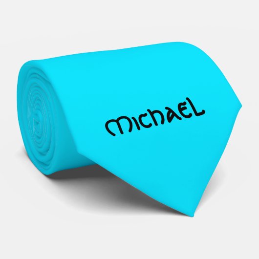 Levendige neon fluorescerend blauw Keltisch Naam Stropdas (Opgerold)