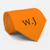 Levendige neon fluorescerende oranje gele monogram stropdas (Opgerold)