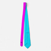 Levendige neon fluorescerende roze blauwe monogram stropdas (Achterkant)