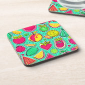 Levendige Neon Fruits Orchard Art Bier Onderzetter (Linkerzijde)