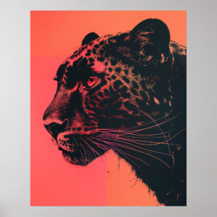 Levendige neon-geïnfundeerde risografie karakteris poster