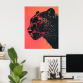 Levendige neon-geïnfundeerde risografie karakteris poster (Thuiskantoor)