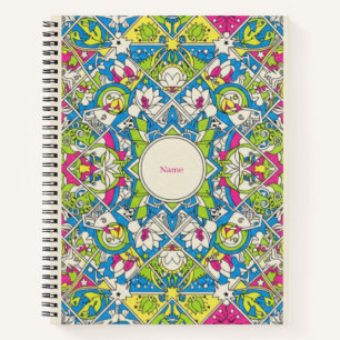 Levendige Neon Geometrische Mandala Nooracle Journ Notitieboek