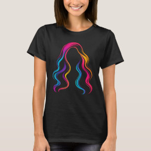 Levendige Neon Golvende Haar Minimalistische Illus T-shirt
