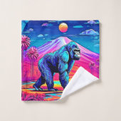 Levendige Neon Gorilla in een surrealistisch Oerwo Bad Handdoek (Wasdoekje)