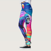 Levendige Neon Gorilla in een surrealistisch Oerwo Leggings (Links)