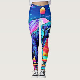 Levendige Neon Gorilla in een surrealistisch Oerwo Leggings