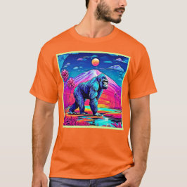 Levendige Neon Gorilla in een surrealistisch Oerwo T-shirt