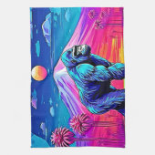 Levendige Neon Gorilla in een surrealistisch Oerwo Theedoek (Verticaal)