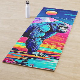 Levendige Neon Gorilla in een surrealistisch Oerwo Yogamat