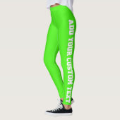 Levendige Neon Groene Aangepaste Tekst Verticaal Leggings (Links)