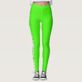 Levendige Neon Groene Aangepaste Tekst Verticaal Leggings (Voorkant)