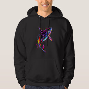 Levendige Neon Haai Moderne Digitale Oceaan Hoodie