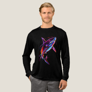 Levendige Neon Haai Moderne Digitale Oceaan Tri-Blend Shirt