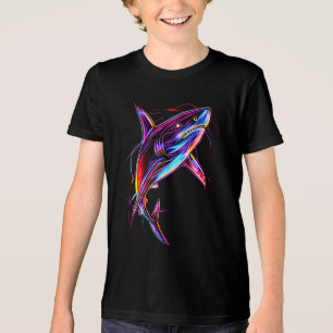 Levendige Neon Haai Moderne Digitale Oceaan Tri-Blend Shirt
