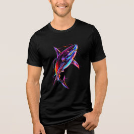 Levendige Neon Haai Moderne Digitale Oceaan Tri-Blend Shirt