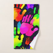 Levendige Neon Handafdruk Kunst Bad Handdoek (Handdoek)