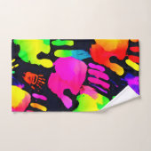 Levendige Neon Handafdruk Kunst Bad Handdoek (Handdoek)