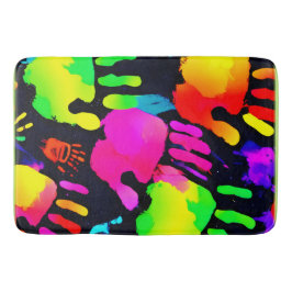Levendige Neon Handprint Art Badmat