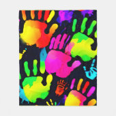 Levendige Neon Handprint Art Fleece Deken (Voorkant)