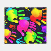 Levendige Neon Handprint Art Fleece Deken (Voorkant (Horizontaal))