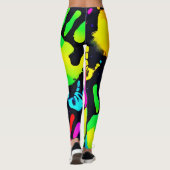 Levendige Neon Handprint Art Leggings (Achterkant)