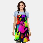 Levendige Neon Handprint Art Schort (Gedragen)