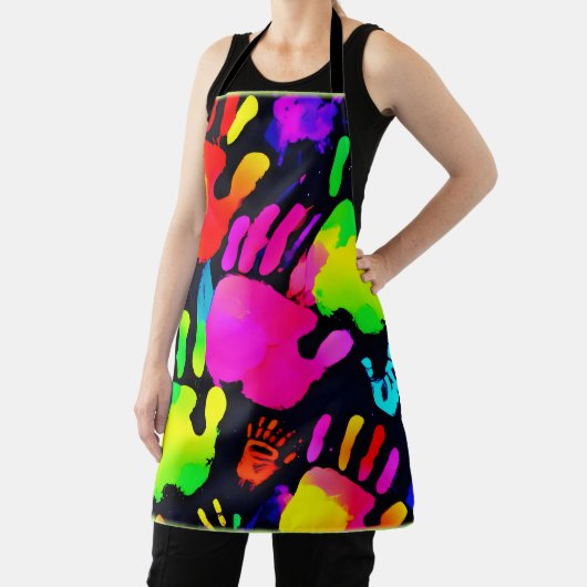 Levendige Neon Handprint Art Schort (Insitu)