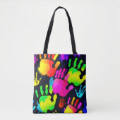 Levendige Neon Handprint Art Tote Bag (Voorkant)