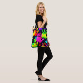 Levendige Neon Handprint Art Tote Bag (Op model)