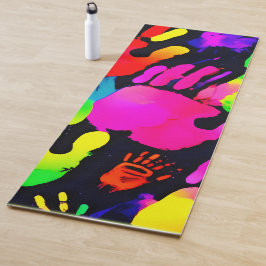 Levendige Neon Handprint Art Yogamat