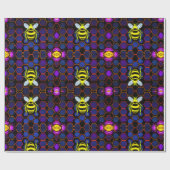 Levendige Neon Honingbij met Abstracte zeshoekige Cadeaupapier (Vlak)