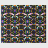 Levendige Neon Honingbij met Abstracte zeshoekige Cadeaupapier (Vlak)