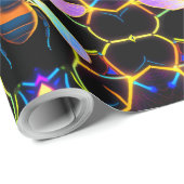 Levendige Neon Honingbij met Abstracte zeshoekige Cadeaupapier (Rol Hoek)
