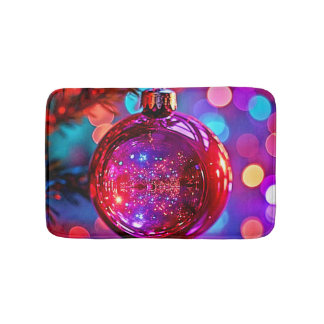 Levendige Neon Kerst Ornament Ontwerp Badmat
